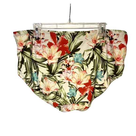 Swim by Cacique Size 22 Swim Bottom Brief Hibiscus Flower Print Nylon Lined - Picture 2 of 7